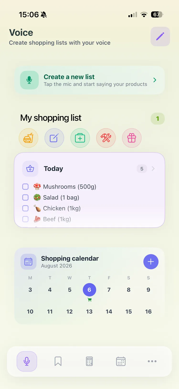 BuyVoice – Einkaufslisten und Kalender